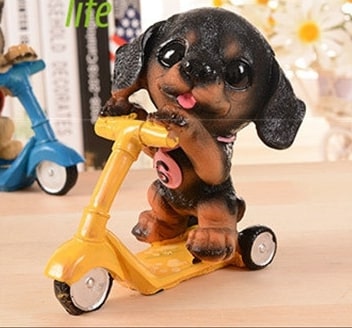 Scooter Dachshund Resin Figurine-Home Decor-Dachshund, Dogs, Figurines, Home Decor-2