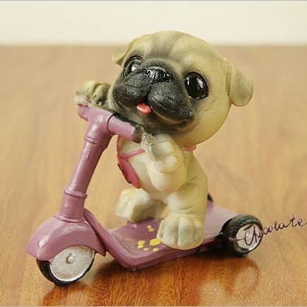 Scooter Pug Resin Figurine-Home Decor-Dogs, Figurines, Home Decor, Pug-Pug-1