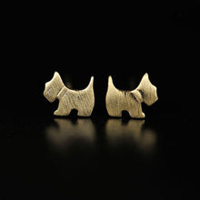 Load image into Gallery viewer, Image of two golden schnauzer earrings