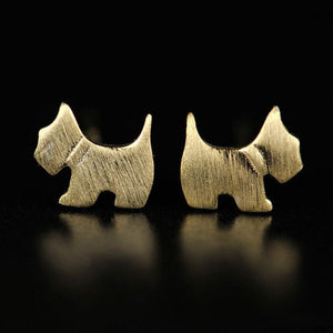 Image of two Scottish terrier earrings in gold
