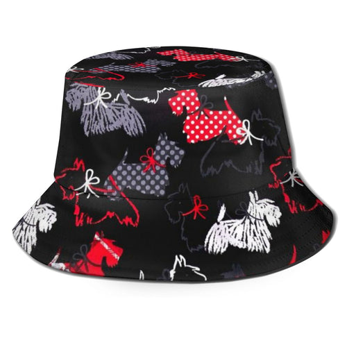 Scottish Terrier Love Bucket Hats-Accessories-Accessories, Dogs, Hat, Scottish Terrier-Black-One Size-1