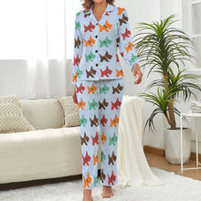 Load image into Gallery viewer, image of a scottish terrier pajamas set for women - blue