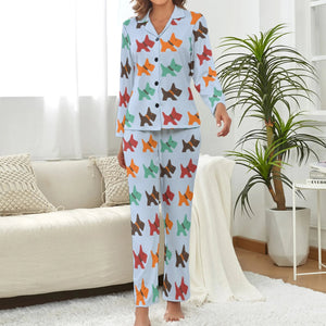 image of a scottish terrier pajamas set for women - blue