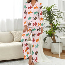 Load image into Gallery viewer, image of a scottish terrier pajamas set for women - pink