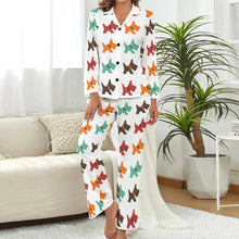 Load image into Gallery viewer, image of a scottish terrier pajamas set for women - white