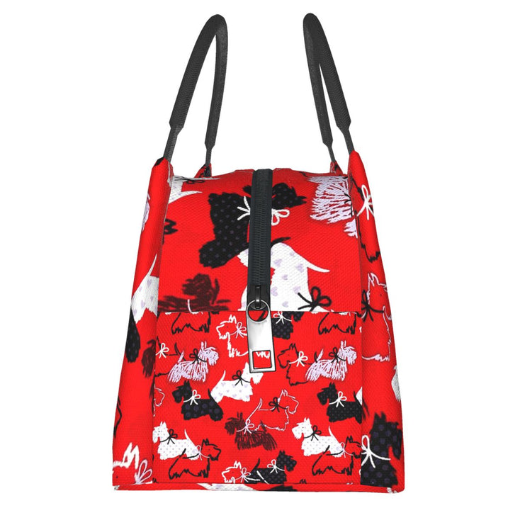 Side image of a Scottish Terrier lunch bag