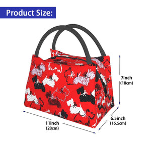 Size image of a Scottish Terrier lunch bag in the cutest Scottish Terrier design