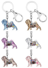 Load image into Gallery viewer, Image of Shar Pei keychains made of enamel in different colors