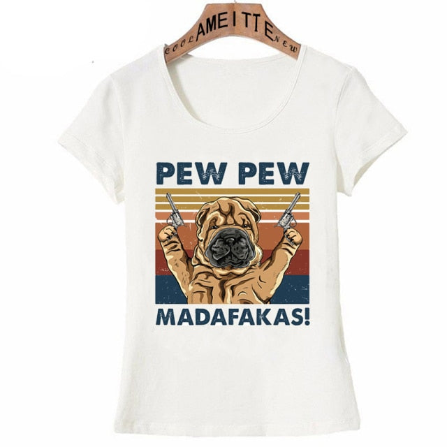 Pew Pew Shar Pei Womens T Shirt - Series 6-Apparel-Apparel, Dogs, Shar Pei, Shirt, T Shirt, Z1-Shar Pei-S-1