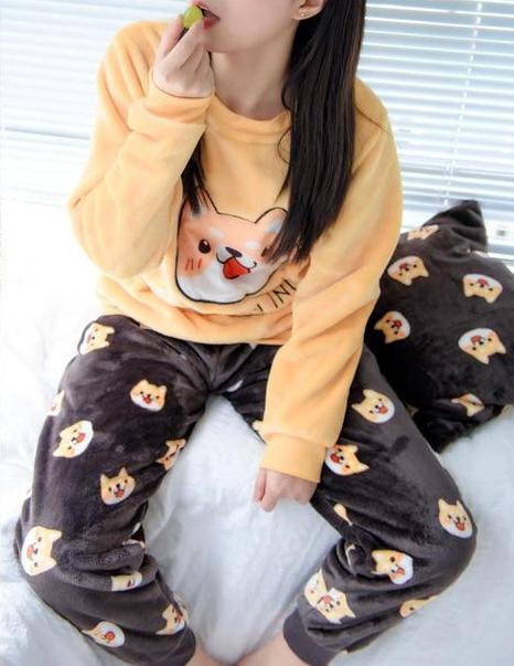 Shiba Inu For Life Thick Fleece Pajamas Set