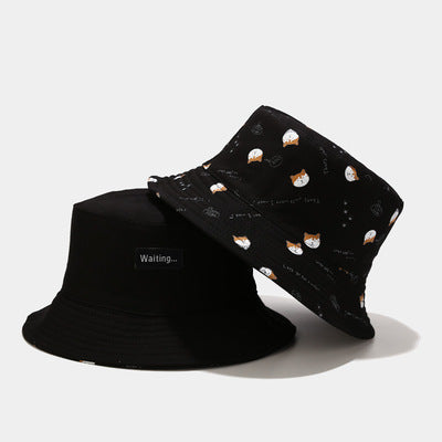 Shiba Inu Love Bucket Hats-Accessories-Accessories, Dogs, Hat, Shiba Inu-Black-For Adults-2