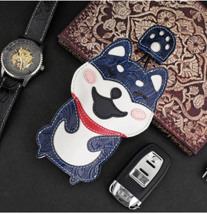 Shiba Inu Love Large Genuine Leather Keychains-Accessories-Accessories, Dogs, Keychain, Shiba Inu-24