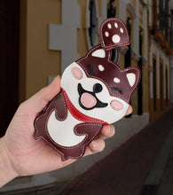 Load image into Gallery viewer, Shiba Inu Love Large Genuine Leather Keychains-Accessories-Accessories, Dogs, Keychain, Shiba Inu-Brown - Polished Leather-47