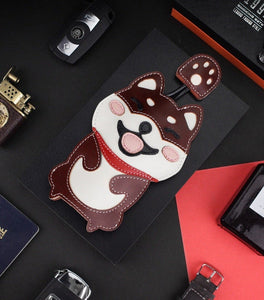Shiba Inu Love Large Genuine Leather Keychains-Accessories-Accessories, Dogs, Keychain, Shiba Inu-49