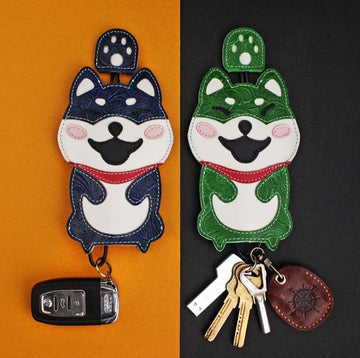 Shiba Inu Love Large Genuine Leather Keychains 360x