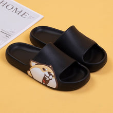Load image into Gallery viewer, Shiba Inu Love Multicolor Slippers-Footwear-Dogs, Footwear, Shiba Inu, Slippers-Black-11-3