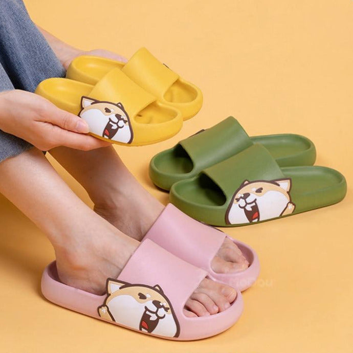 Shiba Inu Love Multicolor Slippers-Footwear-Dogs, Footwear, Shiba Inu, Slippers-1