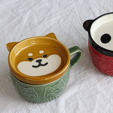 Load image into Gallery viewer, Shiba Inu Love Porcelain Mug and Saucer Set-Home Decor-Dogs, Home Decor, Mugs, Shiba Inu-Shiba Inu-1