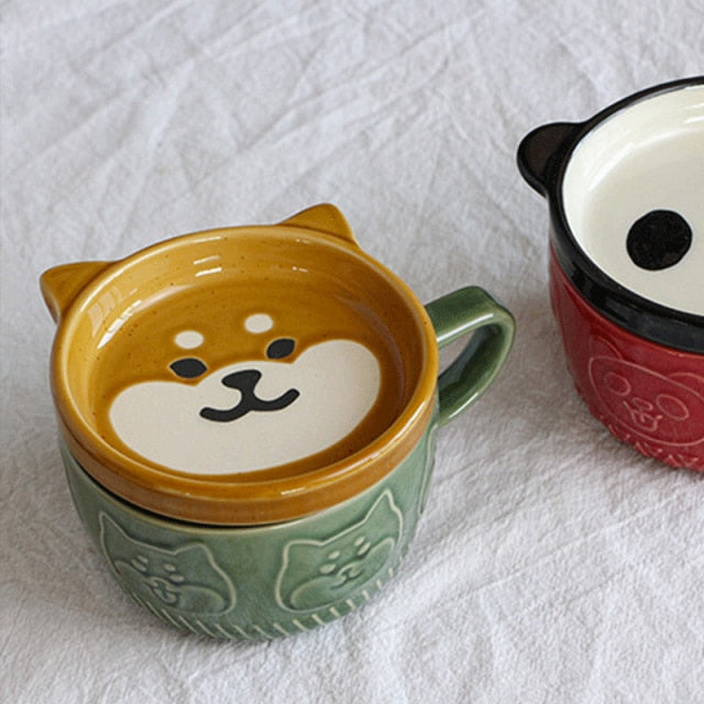 Shiba Inu Love Porcelain Mug and Saucer Set-Home Decor-Dogs, Home Decor, Mugs, Shiba Inu-Shiba Inu-1