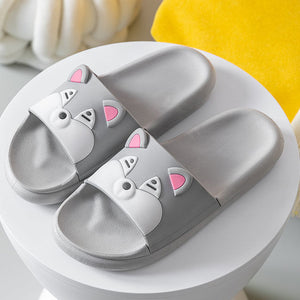 Shiba Inu Love Rubber Slippers-Footwear-Dogs, Footwear, Shiba Inu, Slippers-Husky - Gray-7-8