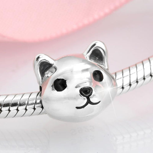 Shiba Inu Love Silver Charm BeadDog Themed Jewellery