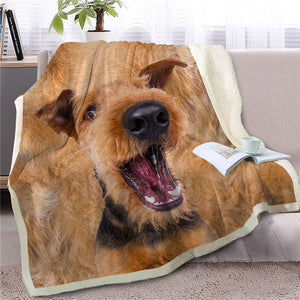 Shiba Inu Love Soft Warm Fleece Blanket - Series 3-Home Decor-Blankets, Dogs, Home Decor, Shiba Inu-Airedale Terrier-Medium-2
