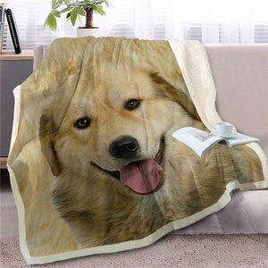 Shiba Inu Love Soft Warm Fleece Blanket - Series 3-Home Decor-Blankets, Dogs, Home Decor, Shiba Inu-Labrador - Yellow-Medium-3