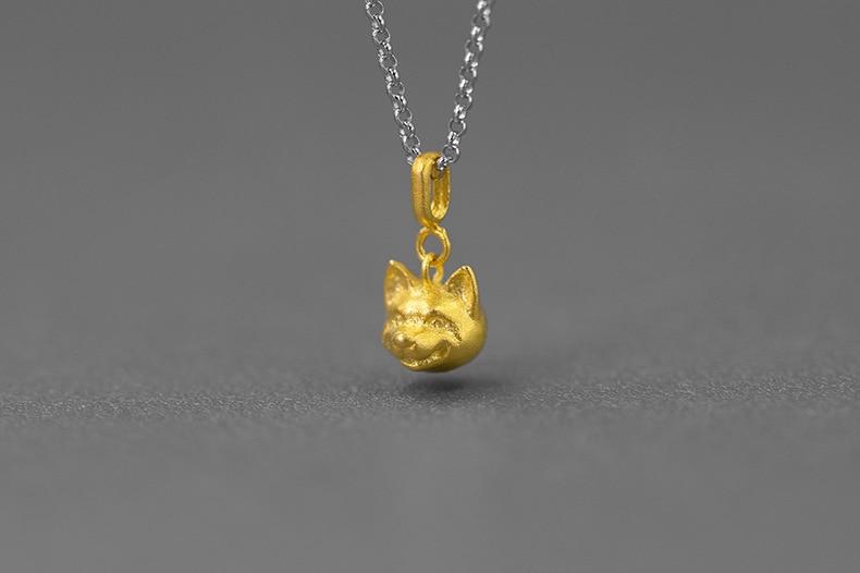 Shiba Inu Love Silver Pendant and Necklace-Dog Themed Jewellery-Dogs, Jewellery, Necklace, Pendant, Shiba Inu-Gold-Pendant and Chain-1