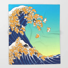 Load image into Gallery viewer, Shiba Inu Tidal Wave Throw Blanket-Home Decor-Blankets, Dogs, Home Decor, Shiba Inu-7