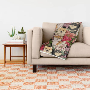 Shiba Inus in Bloom Throw Blanket-Home Decor-Blankets, Dogs, Home Decor, Shiba Inu-6