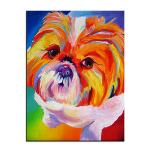 Image of a colorful oil painting Shih Tzu art poster