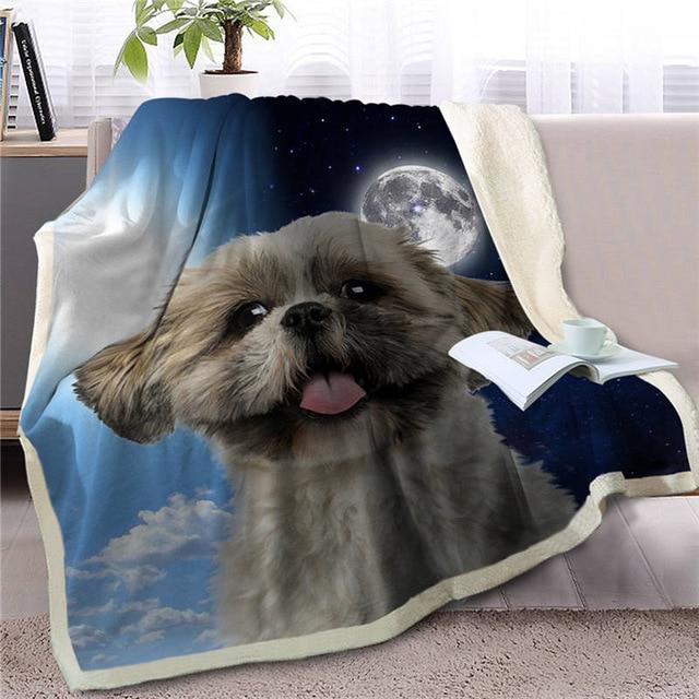Image of a beautiful Shih Tzu blanket with sun and moon design