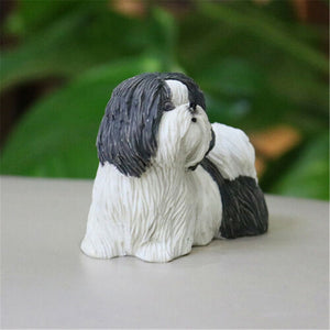 Image of a super cute ShihTzu figurine in Black and White color