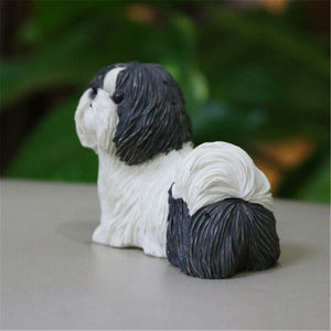 Back image of a super cute ShihTzu figurine in Black and White color