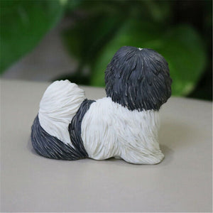 Back image of a Shih Tzu figurine in Black and White color