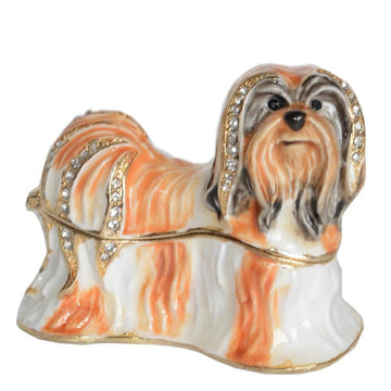 Shih Tzu Jewelry Box White And Gold Shih Tzu Love Small Jewellery Box Figurine 360x
