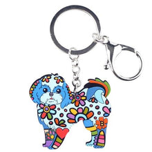 Load image into Gallery viewer, Image of an adorable blue color enamel Shih Tzu keychain
