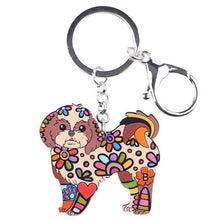 Load image into Gallery viewer, Image of an adorable brown color enamel Shih Tzu keychain