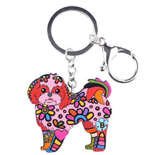 Load image into Gallery viewer, Image of an adorable red color enamel Shih Tzu keychain