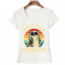 Load image into Gallery viewer, Image of a Shih Tzu t-shirt featuring a long-haired Shih Tzu and the text which says &quot;BEST DOG GRANDMA EVER&quot;