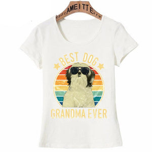 Image of a Shih Tzu t-shirt featuring a Shih Tzu and the text which says "BEST DOG GRANDMA EVER"