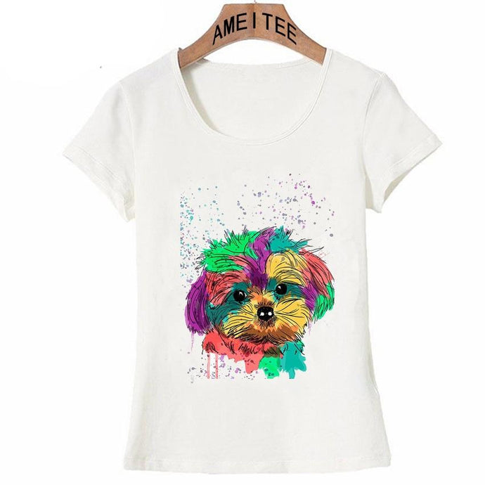 Image of a super-cute Shih Tzu t-shirt in the colorful Shih Tzu design