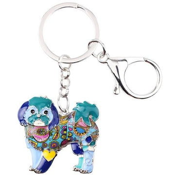 Shihtzukeychain Beautiful Shih Tzu Love Enamel Keychains Blue Accessories 360x