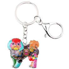 Load image into Gallery viewer, Image of an adorable multicolor enamel Shih Tzu keychain