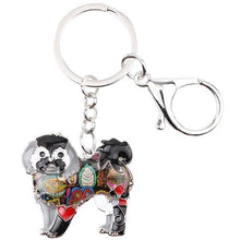Load image into Gallery viewer, Image of an adorable black color enamel Shih Tzu keychain
