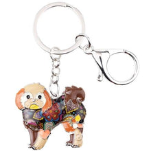 Load image into Gallery viewer, Image of an adorable brown color enamel Shih Tzu keychain