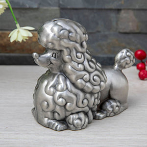 Silver Poodle Love Piggy Bank Statue-Home Decor-Dogs, Home Decor, Piggy Bank, Poodle, Statue-5