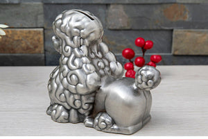 Silver Poodle Love Piggy Bank Statue-Home Decor-Dogs, Home Decor, Piggy Bank, Poodle, Statue-6