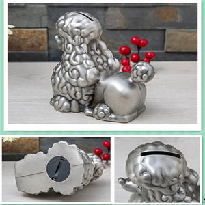Silver Poodle Love Piggy Bank Statue-Home Decor-Dogs, Home Decor, Piggy Bank, Poodle, Statue-8