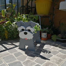 Load image into Gallery viewer, Image of a super cute Schnauzer flower pot in the most adorable 3D silver Schnauzer design